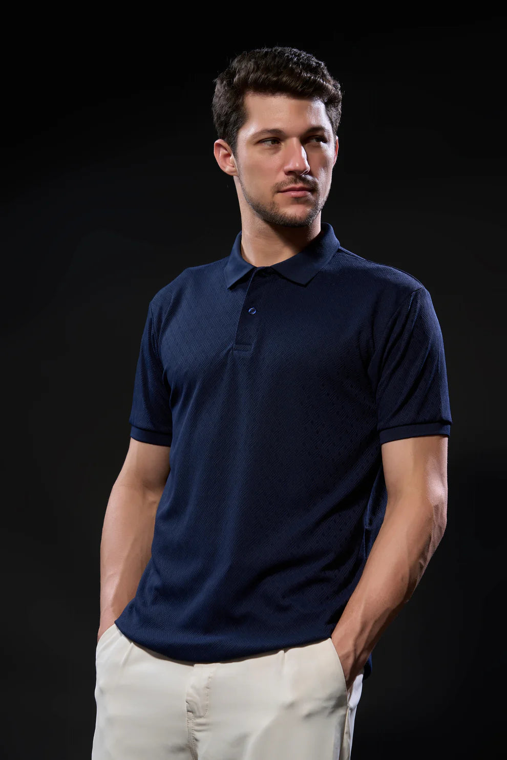 Navy - Structure Knit Smart Tech Polo