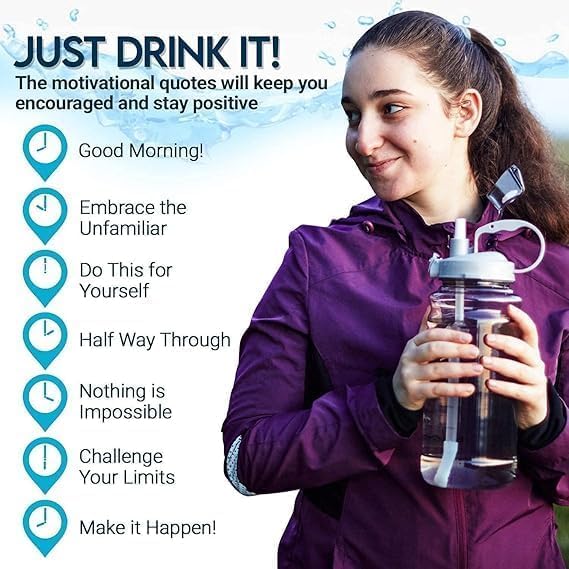 2 L Capacity Belt Straw Transparent Motivational Water Bottles|Time Marker Leak Proof&Break-Proof|Best Usage For Office/School/Gym/Travel Bottle|Bpa-Free Fitness Sports Bottle (Purple)