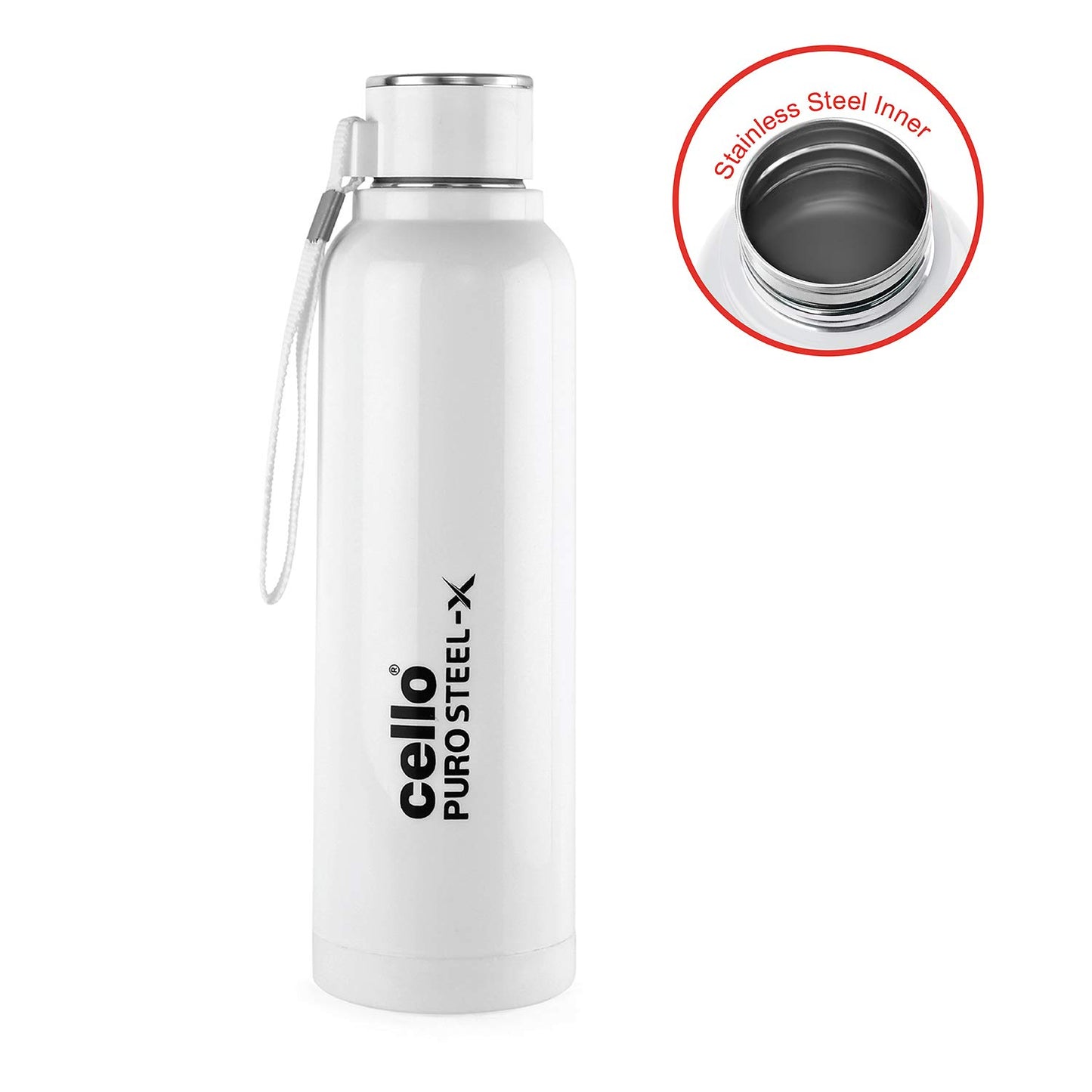 CELLO Puro Steel-X Benz 900 | Leak Proof| Wide Mouth & Easy to Open | Insulated Inner Steel Water Bottle | 650ml | Peach