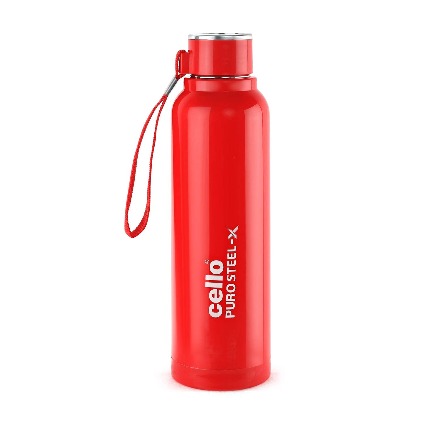 CELLO Puro Steel-X Benz 900 | Leak Proof| Wide Mouth & Easy to Open | Insulated Inner Steel Water Bottle | 650ml | Peach