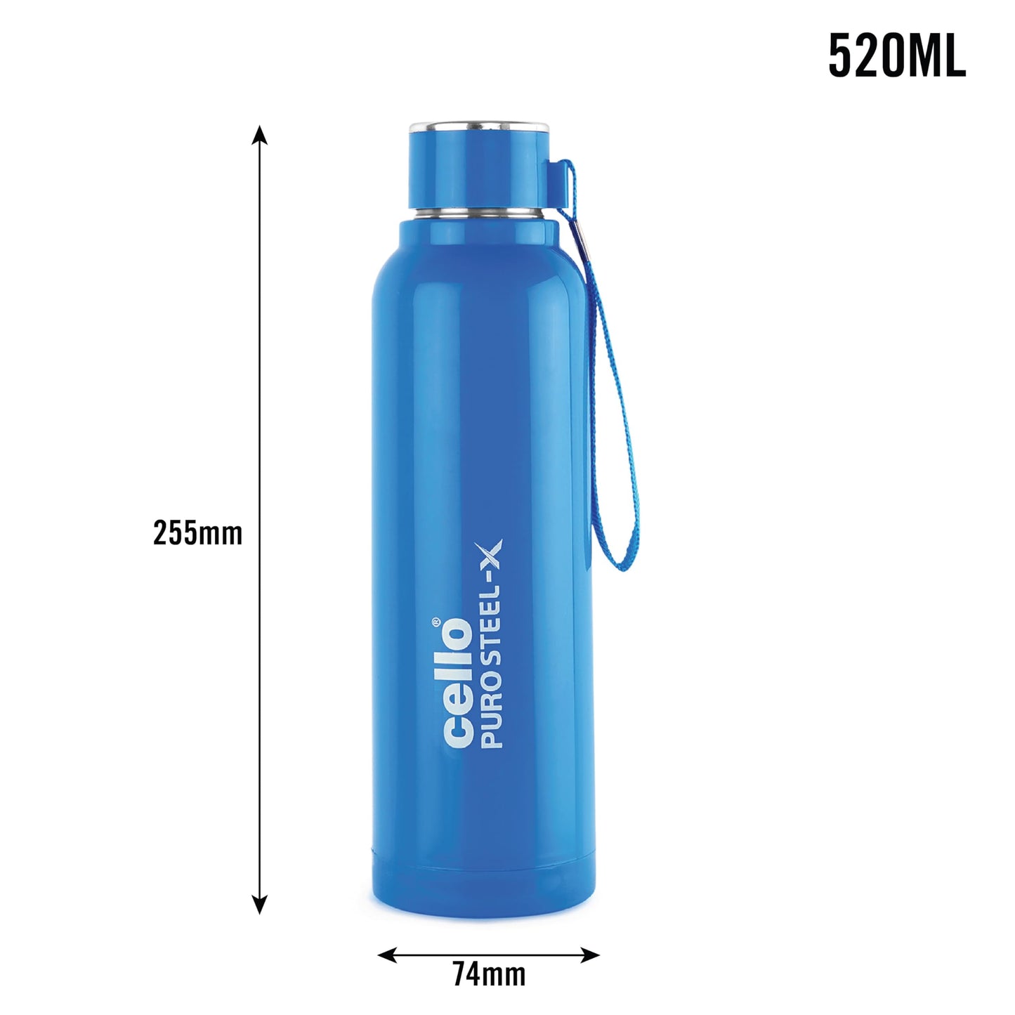 CELLO Puro Steel-X Benz 900 | Leak Proof| Wide Mouth & Easy to Open | Insulated Inner Steel Water Bottle | 650ml | Peach