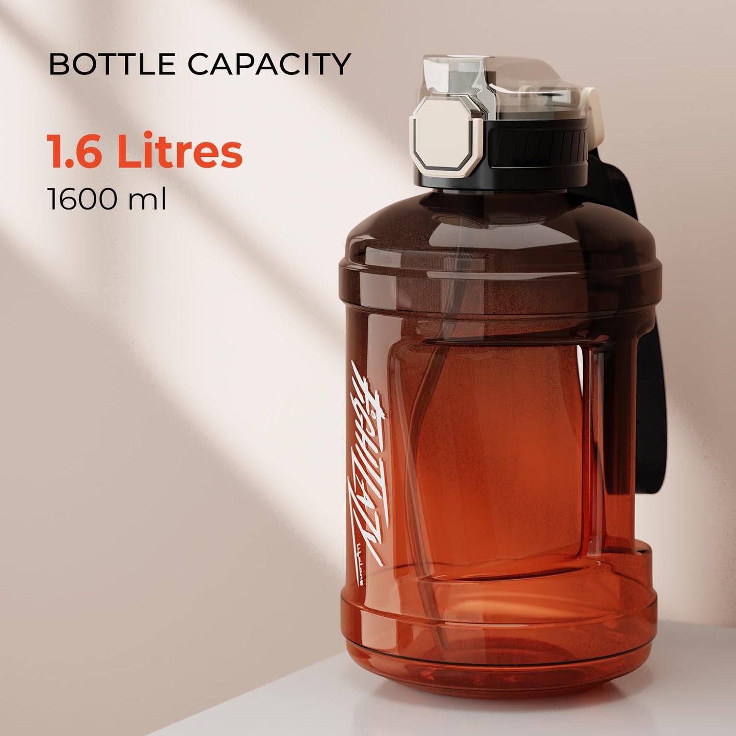 Lifelong Gallon Water Bottle 1.6Litre for Gym, Sports & Home | Gallon Bottles for Men & Women | Gym Water Bottle for Men, Women, Boys & Girls | Gym Bottle (Plastic, Purple)