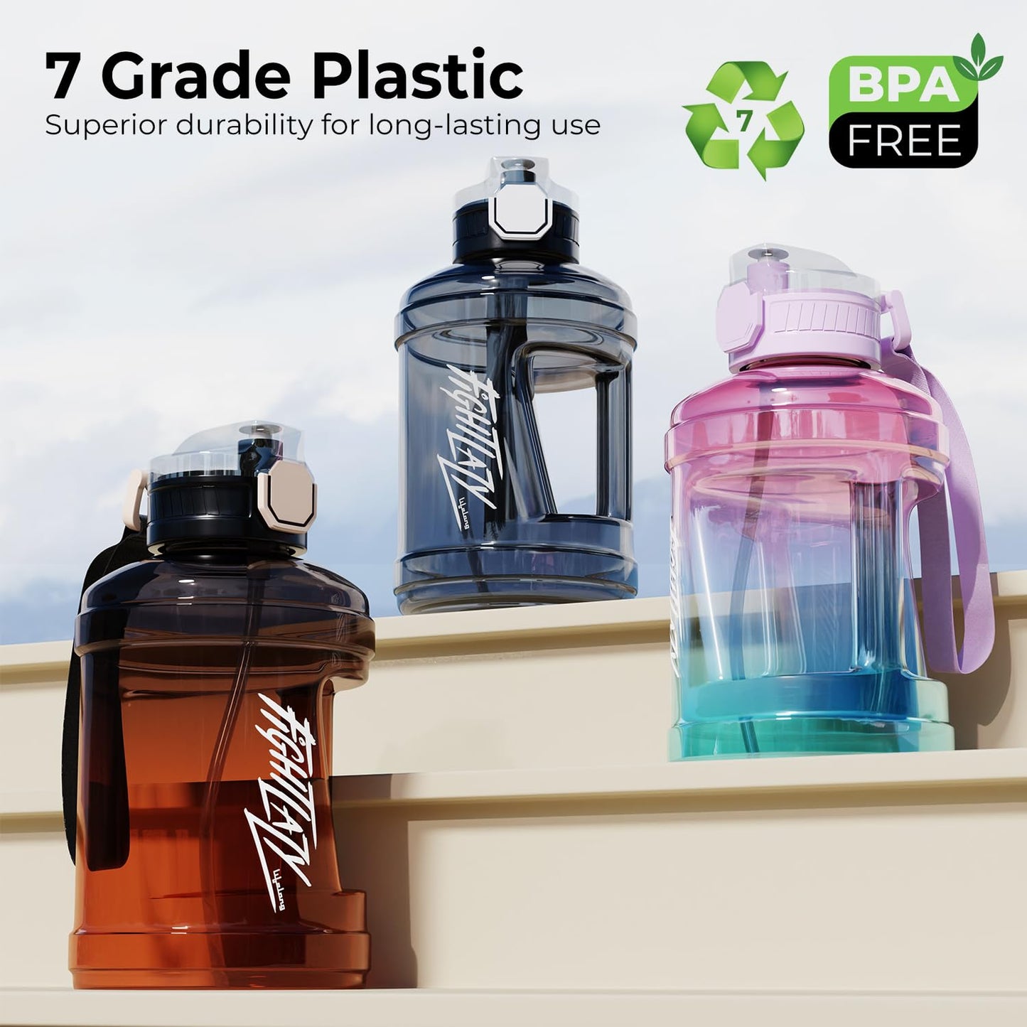 Lifelong Gallon Water Bottle 1.6Litre for Gym, Sports & Home | Gallon Bottles for Men & Women | Gym Water Bottle for Men, Women, Boys & Girls | Gym Bottle (Plastic, Purple)