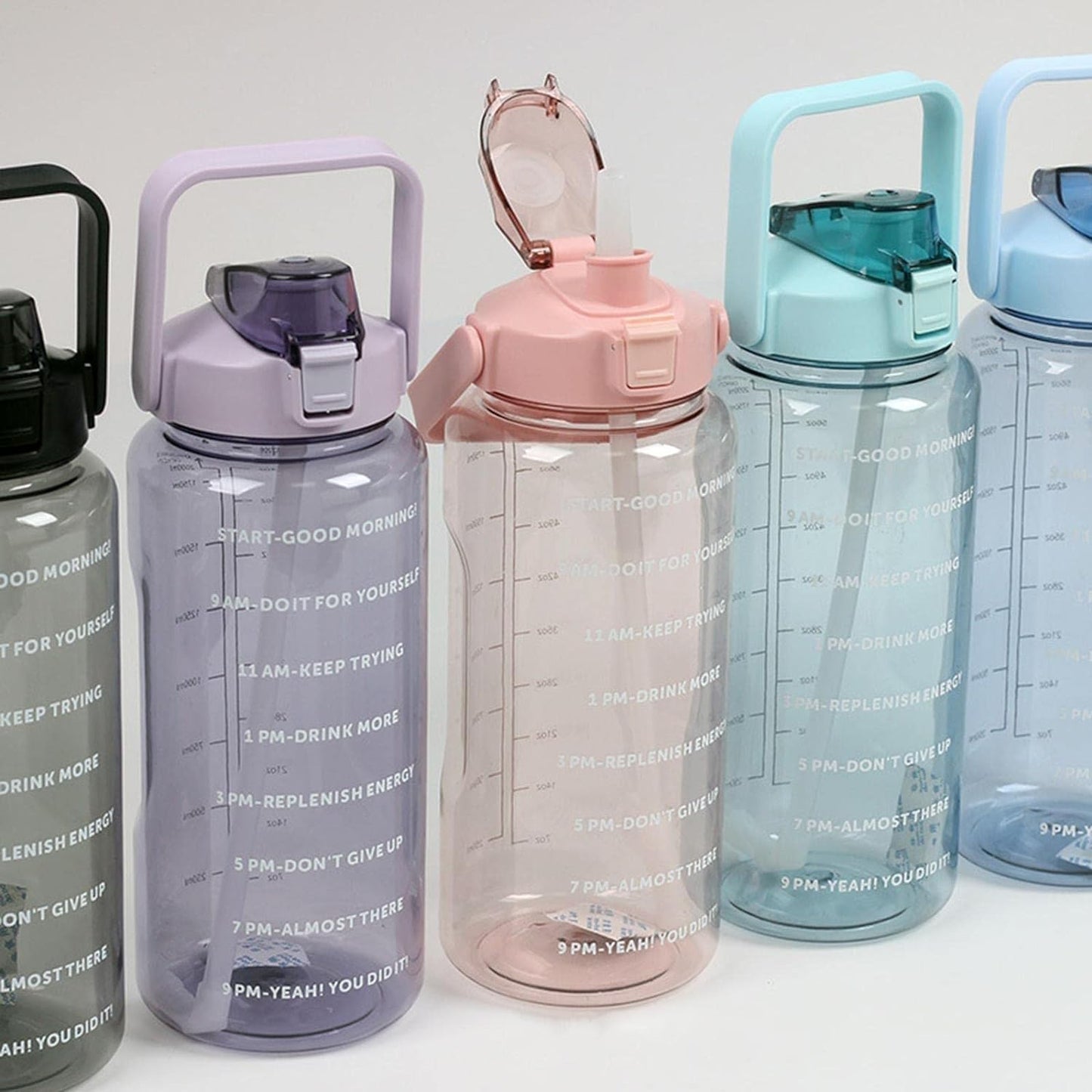 TEKCOOL Water Bottle For Office, Gym, Travel, Sports Leakproof 2 Liter Bottle With BPA-Free Plastic Included Silicone Pipe (Blue Orange)