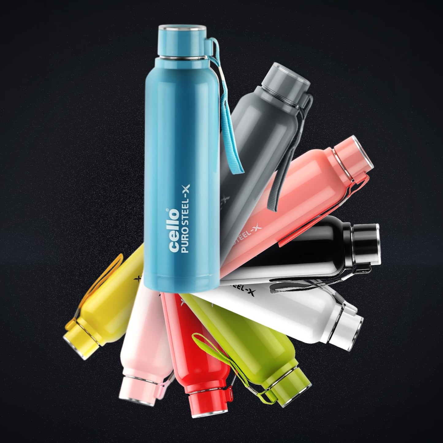 CELLO Puro Steel-X Benz 900 | Leak Proof| Wide Mouth & Easy to Open | Insulated Inner Steel Water Bottle | 650ml | Peach