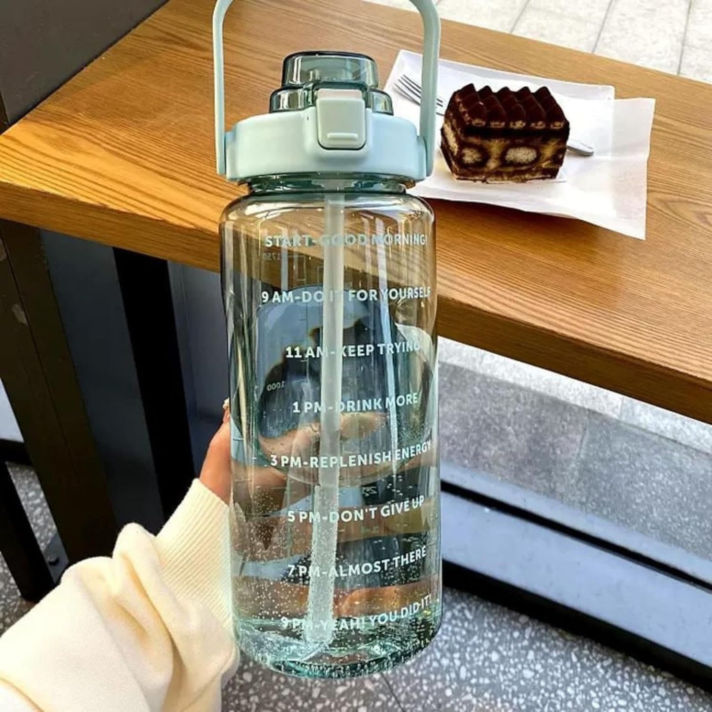 2 L Capacity Belt Straw Transparent Motivational Water Bottles|Time Marker Leak Proof&Break-Proof|Best Usage For Office/School/Gym/Travel Bottle|Bpa-Free Fitness Sports Bottle (Purple)