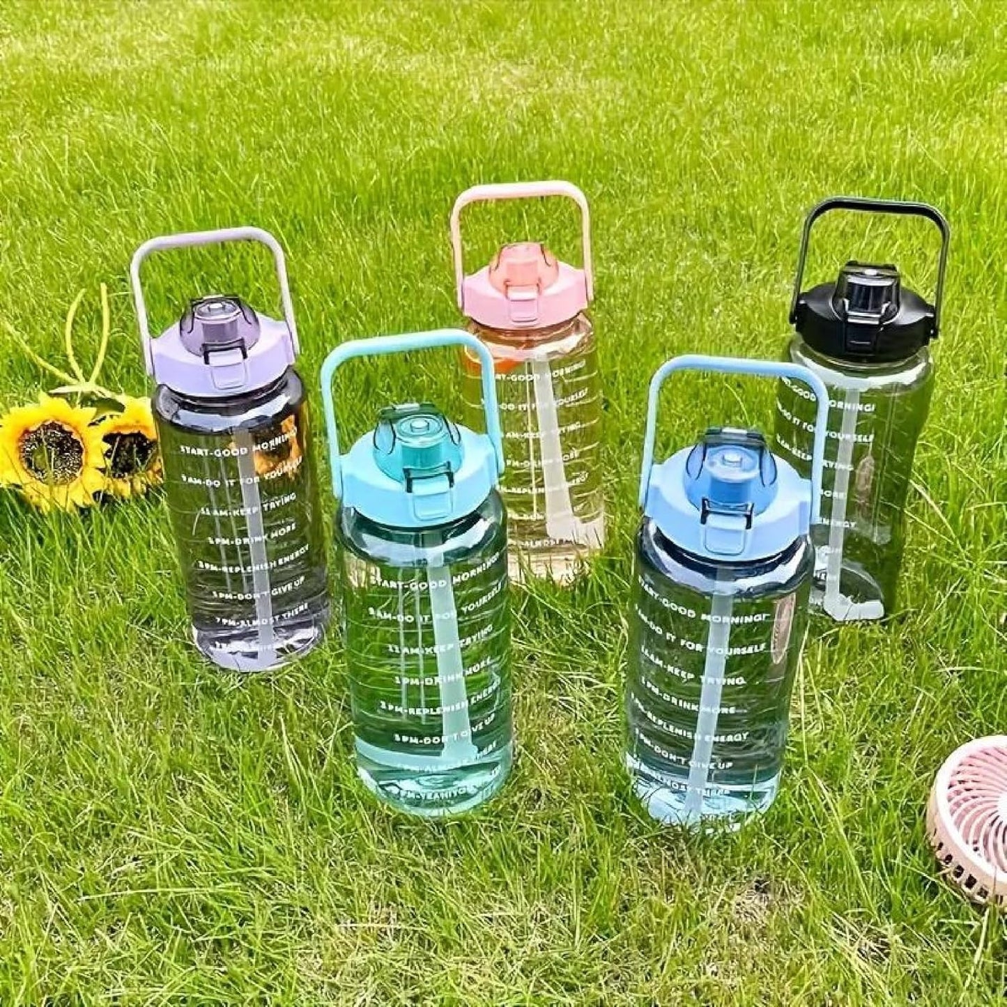 2 L Capacity Belt Straw Transparent Motivational Water Bottles|Time Marker Leak Proof&Break-Proof|Best Usage For Office/School/Gym/Travel Bottle|Bpa-Free Fitness Sports Bottle (Purple)