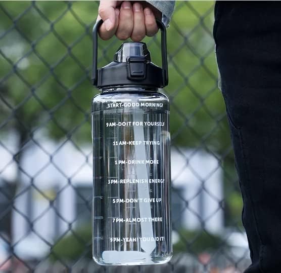 2 L Capacity Belt Straw Transparent Motivational Water Bottles|Time Marker Leak Proof&Break-Proof|Best Usage For Office/School/Gym/Travel Bottle|Bpa-Free Fitness Sports Bottle (Purple)