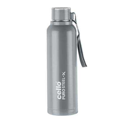 CELLO Puro Steel-X Benz 900 | Leak Proof| Wide Mouth & Easy to Open | Insulated Inner Steel Water Bottle | 650ml | Peach