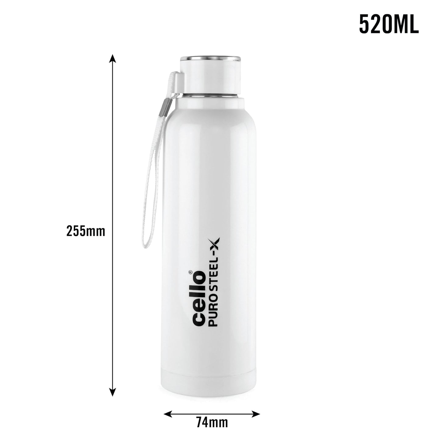 CELLO Puro Steel-X Benz 900 | Leak Proof| Wide Mouth & Easy to Open | Insulated Inner Steel Water Bottle | 650ml | Peach