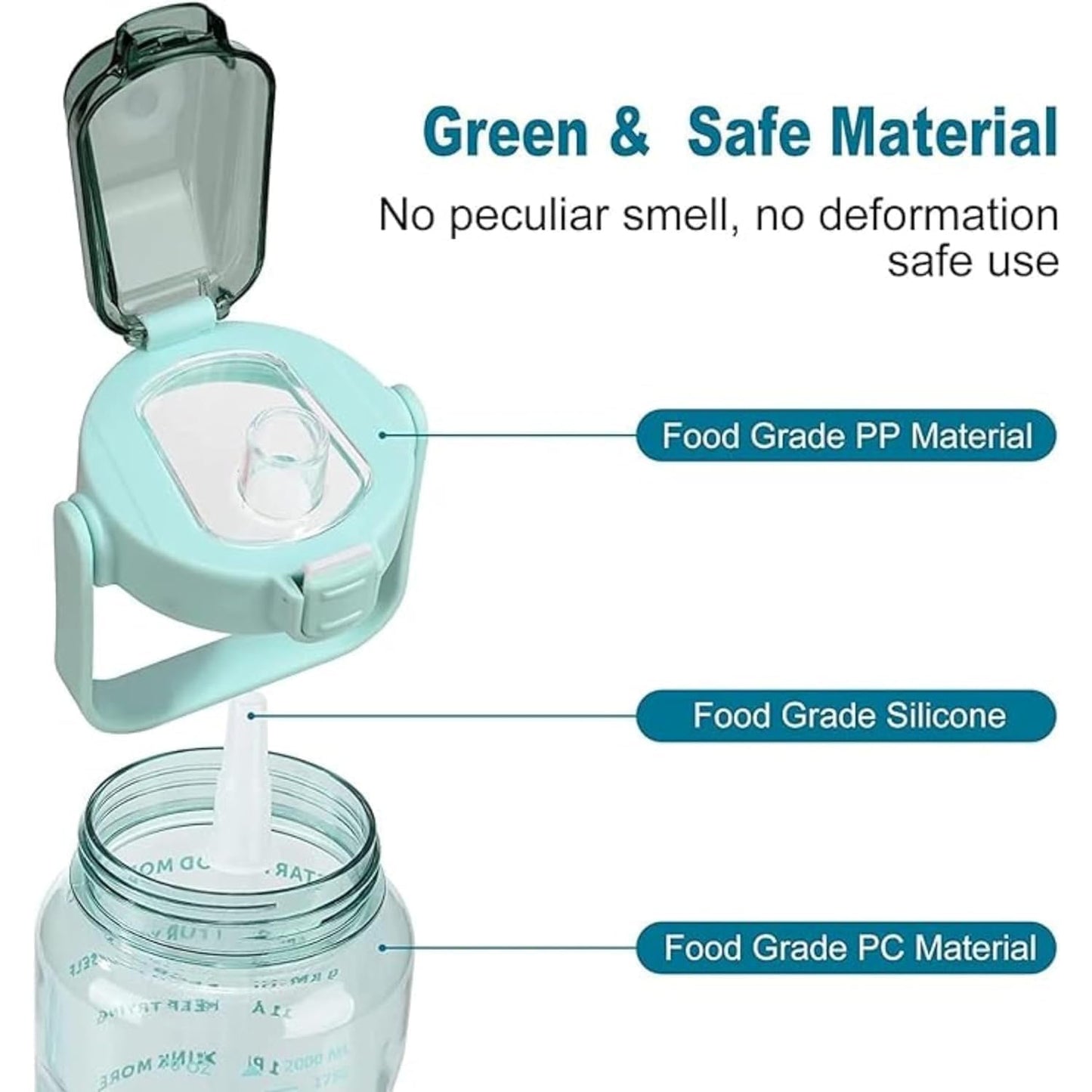 2 L Capacity Belt Straw Transparent Motivational Water Bottles|Time Marker Leak Proof&Break-Proof|Best Usage For Office/School/Gym/Travel Bottle|Bpa-Free Fitness Sports Bottle (Purple)