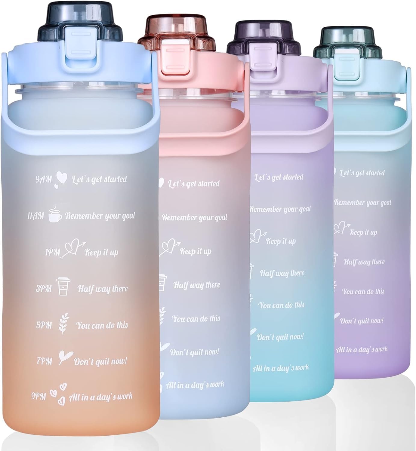 TEKCOOL Water Bottle For Office, Gym, Travel, Sports Leakproof 2 Liter Bottle With BPA-Free Plastic Included Silicone Pipe (Blue Orange)