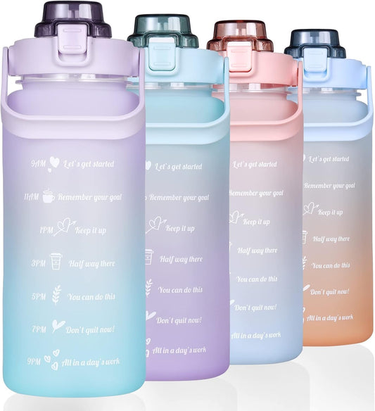TEKCOOL Water Bottle For Office, Gym, Travel, Sports Leakproof 2 Liter Bottle With BPA-Free Plastic Included Silicone Pipe (Blue Orange)