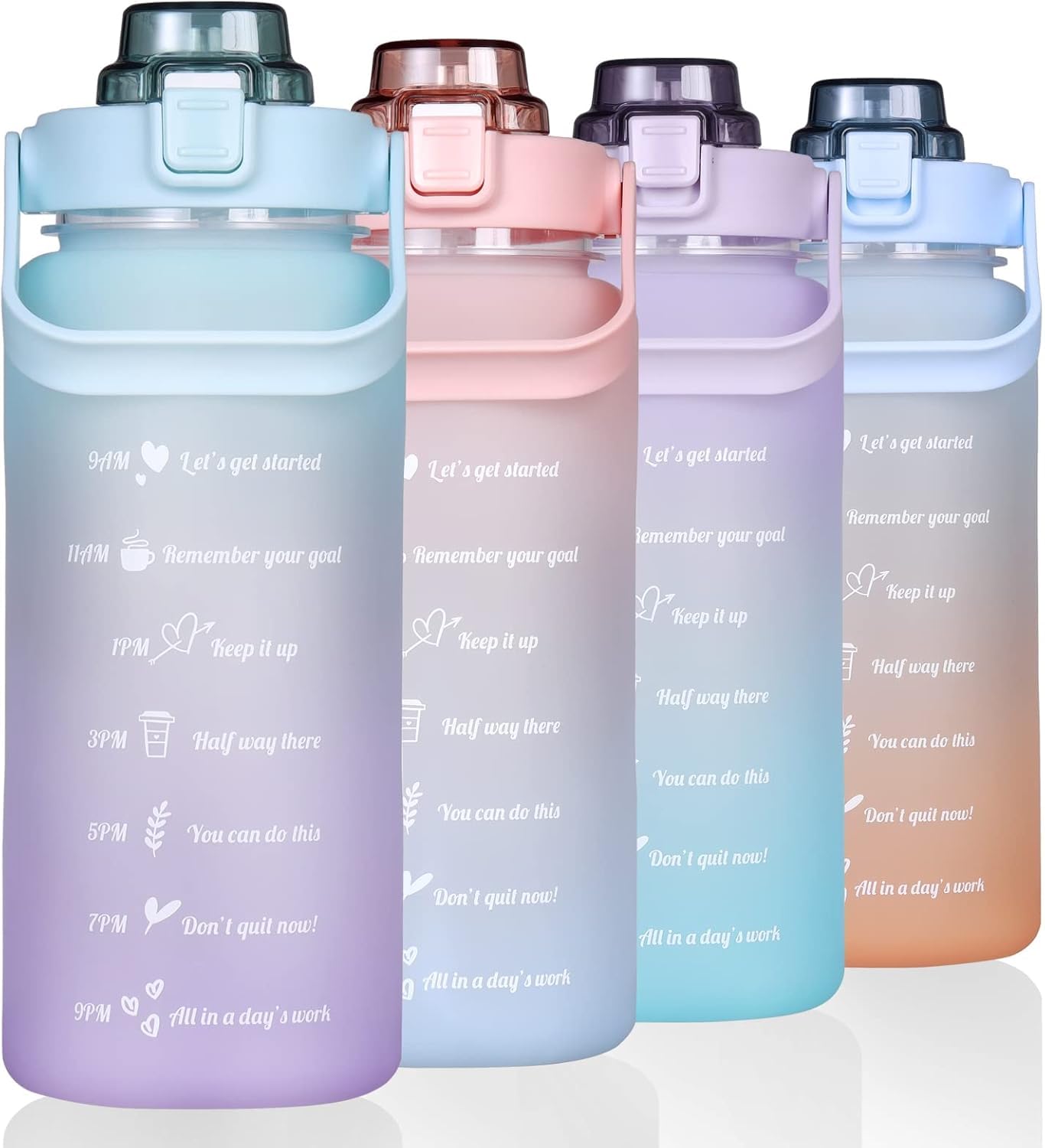 TEKCOOL Water Bottle For Office, Gym, Travel, Sports Leakproof 2 Liter Bottle With BPA-Free Plastic Included Silicone Pipe (Blue Orange)