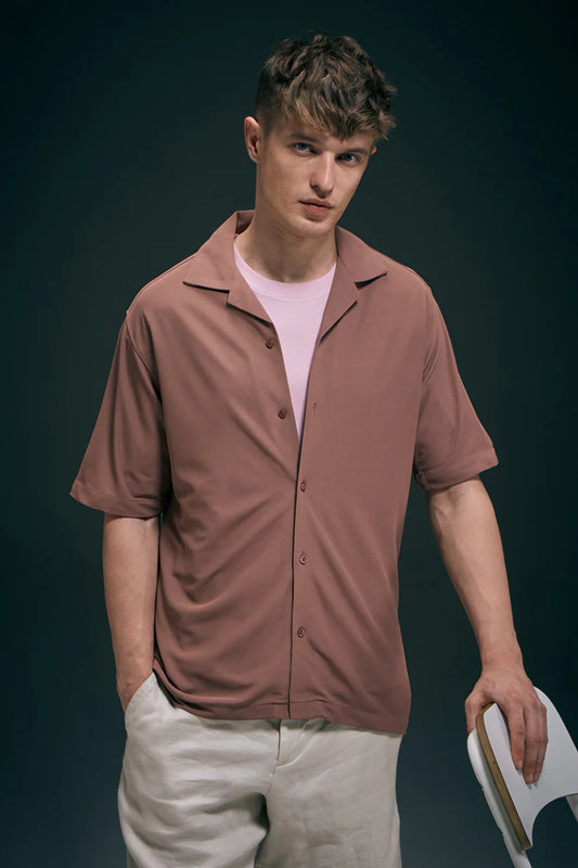 Hot Brown Smart Tech Cuban Shirt