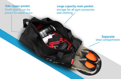 Sfane Polyester 23cms Duffle/Shoulder/Gym Bag for Men & Women with Separate Shoe Compartment (Grey)