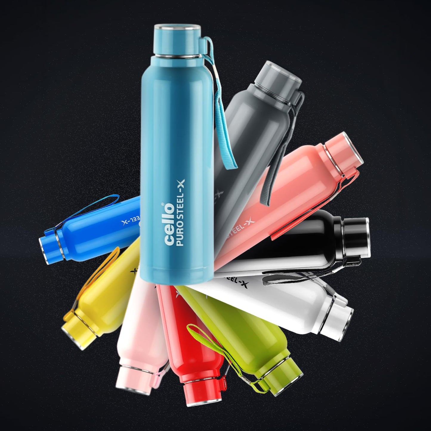 CELLO Puro Steel-X Benz 900 | Leak Proof| Wide Mouth & Easy to Open | Insulated Inner Steel Water Bottle | 650ml | Peach