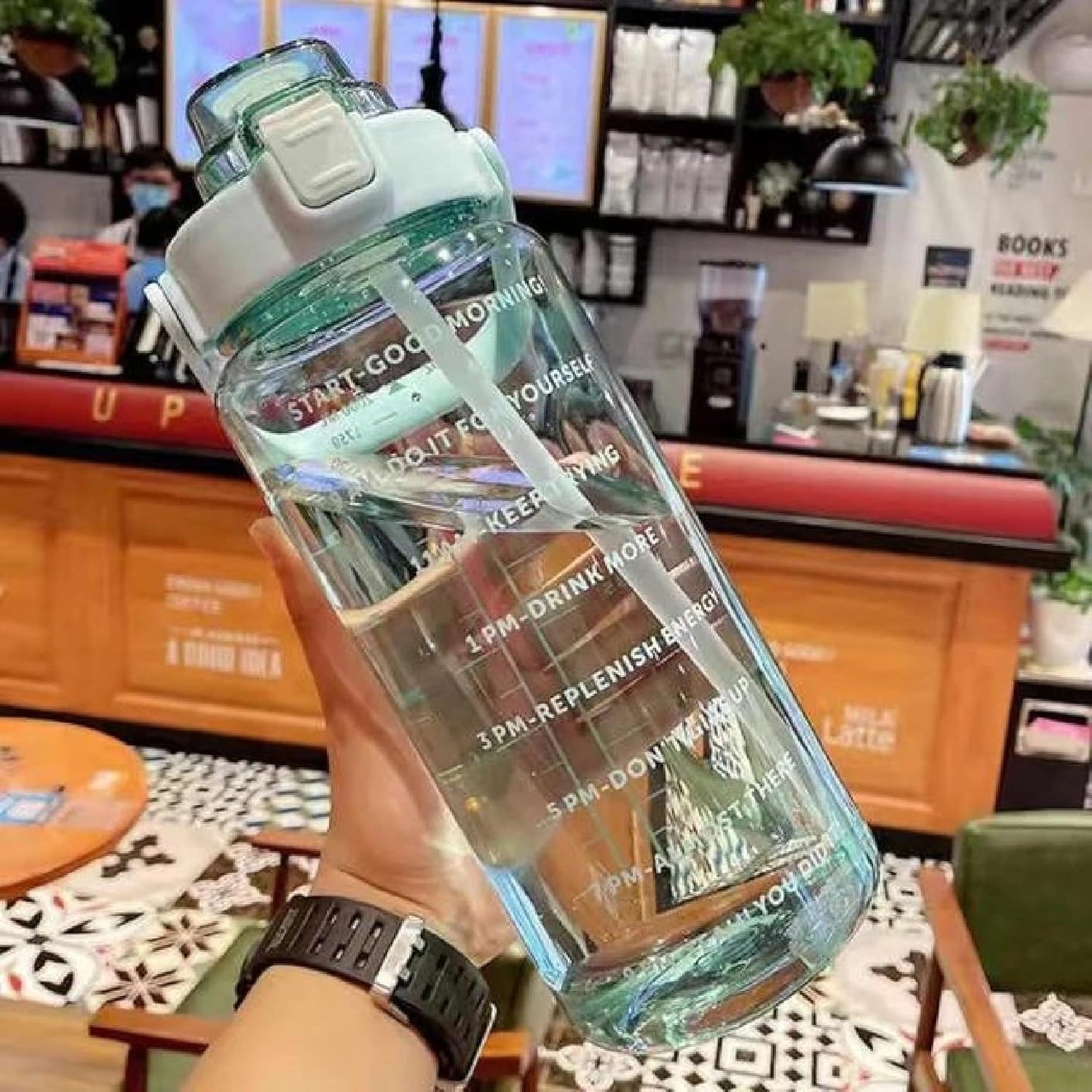 2 L Capacity Belt Straw Transparent Motivational Water Bottles|Time Marker Leak Proof&Break-Proof|Best Usage For Office/School/Gym/Travel Bottle|Bpa-Free Fitness Sports Bottle (Purple)