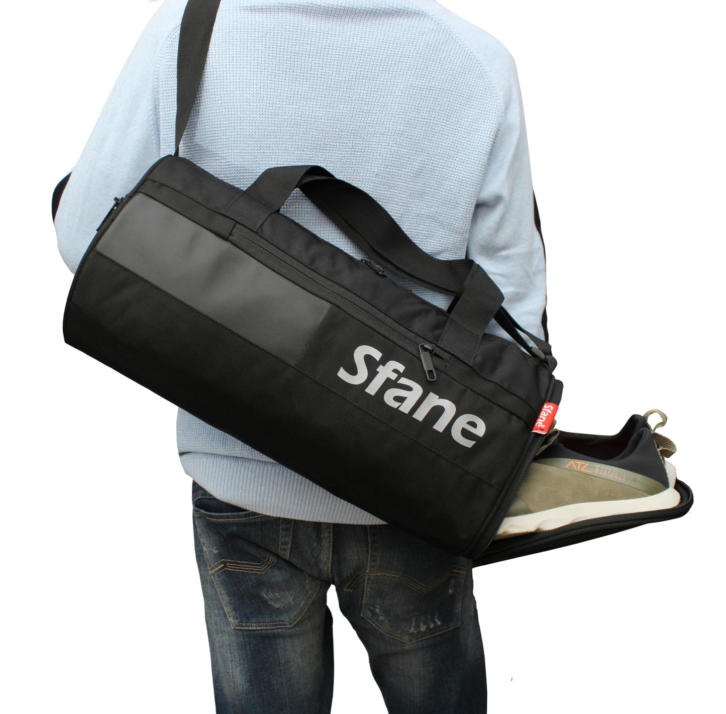 Sfane Polyester 23cms Duffle/Shoulder/Gym Bag for Men & Women with Separate Shoe Compartment (Grey)